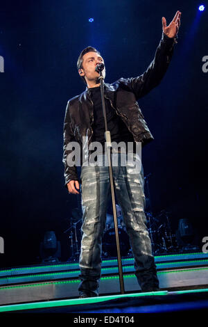 Assago Milan Italy. 02th May 2012. The Italian singer/songwriter TIZIANO FERRO performs live at the Mediolanum Forum during the  Stock Photo