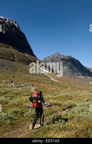 The Northern section of the Kungsleden walking trail, in Northern Sweden near Kebnekaise Fjallstation Stock Photo