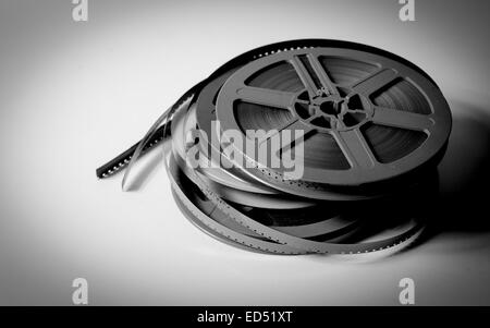 Film reel stack Black and White Stock Photos & Images - Alamy