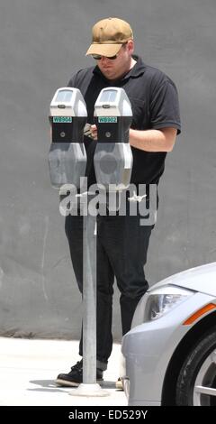 Jonah Hill out and about in Hollywood wearing sunglasses and a cap  Featuring: Jonah Hill Where: Hollywood, California, United States When: 24 Jun 2014 Stock Photo