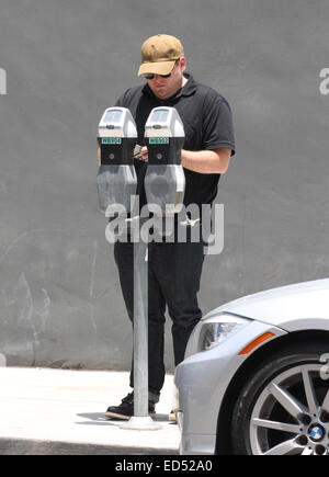 Jonah Hill out and about in Hollywood wearing sunglasses and a cap  Featuring: Jonah Hill Where: Hollywood, California, United States When: 24 Jun 2014 Stock Photo