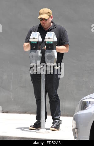 Jonah Hill out and about in Hollywood wearing sunglasses and a cap  Featuring: Jonah Hill Where: Hollywood, California, United States When: 24 Jun 2014 Stock Photo