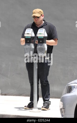 Jonah Hill out and about in Hollywood wearing sunglasses and a cap  Featuring: Jonah Hill Where: Hollywood, California, United States When: 24 Jun 2014 Stock Photo