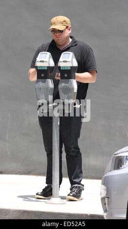 Jonah Hill out and about in Hollywood wearing sunglasses and a cap  Featuring: Jonah Hill Where: Hollywood, California, United States When: 24 Jun 2014 Stock Photo