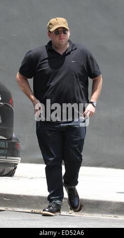 Jonah Hill out and about in Hollywood wearing sunglasses and a cap  Featuring: Jonah Hill Where: Hollywood, California, United States When: 24 Jun 2014 Stock Photo