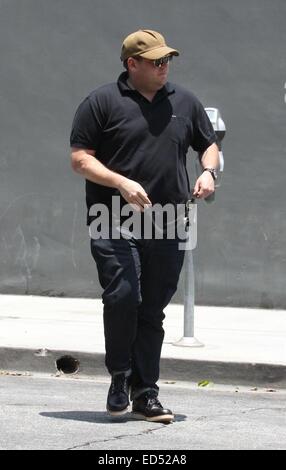 Jonah Hill out and about in Hollywood wearing sunglasses and a cap  Featuring: Jonah Hill Where: Hollywood, California, United States When: 24 Jun 2014 Stock Photo