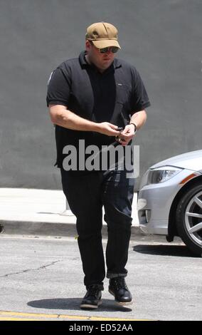 Jonah Hill out and about in Hollywood wearing sunglasses and a cap  Featuring: Jonah Hill Where: Hollywood, California, United States When: 24 Jun 2014 Stock Photo