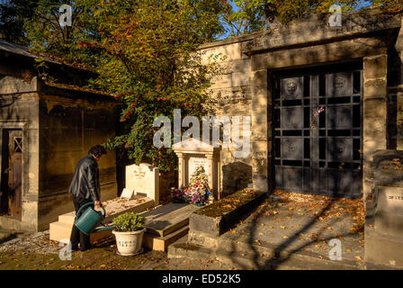 graves at pere lachaise cemetery in paris, france Stock Photo