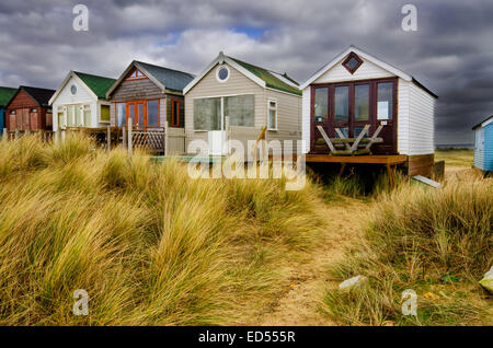 Beach huts at Mudeford in Dorset Stock Photo