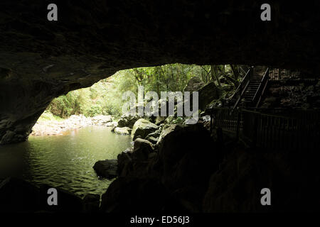 A photograph of the Natural Bridge in Springbrook National Park in the Gold Coast Hinterland, Queensland, Australia. Stock Photo