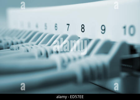 network cable on hub (internet) Stock Photo
