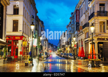 BRUSSELS - OCTOBER 6, 2014: Rue du Midi in the morning on October 6, 2014 in Brussels, Belgium. Stock Photo