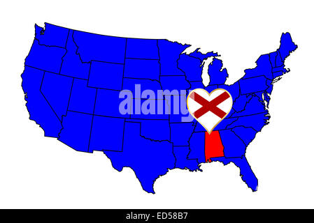 Alabama State Flag And Outline Map Stock Photo Alamy