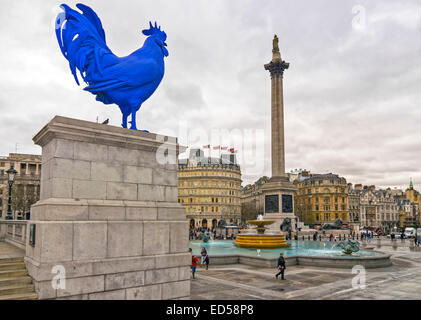 BLUE COCKEREL ON THE FOURTH PLINTH TRAFALGAR SQUARE LONDON Stock Photo