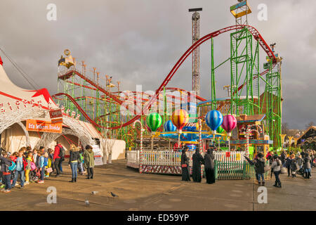 LONDON HYDE PARK WINTER WONDERLAND ROLLER COASTER RIDES AND A CIRCUS Stock Photo