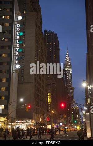 Looking south along Lexington Ave. with the iconic Chrysler Building in the distance at 42nd St. Stock Photo