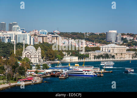 A view of the Cihangir hillside overlooking the Bosphorus in Istanbul, Turkey, Eurasia. Stock Photo