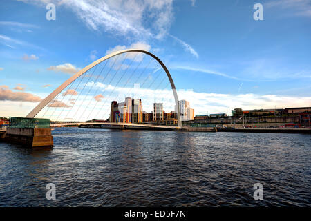 The Millennium Bridge as seen from Newcastle Quays. Stock Photo