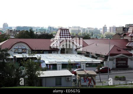 The Zeleni Venac green market in central Belgrade, Serbia. The market sells fresh foodstuffs. Stock Photo