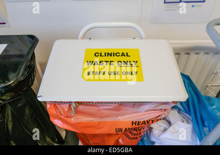 Clinical waste bin in a hospital Stock Photo