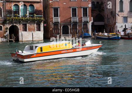 Venetian water ambulance, Grand Canal, Venice, Italy Stock Photo