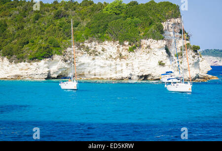 boat trip in antipaxos island in greece Stock Photo