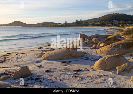 Beach at Bicheno at dawn Stock Photo