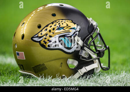 Houston, Texas, USA. 28th Dec, 2014. A Jacksonville Jaguars helmet prior to an NFL game between the Houston Texans and the Jacksonville Jaguars at NRG Stadium in Houston, TX on December 28th, 2014. The Texans won the game 23-17. Credit:  Trask Smith/ZUMA Wire/Alamy Live News Stock Photo