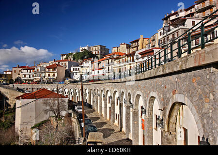 View of Arachova, the most popular winter resort in Greece, Mount Parnassos, Viotia., Central Greece. Stock Photo