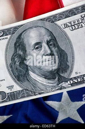 The Benjamin known as hundred dollar bill. Stock Photo