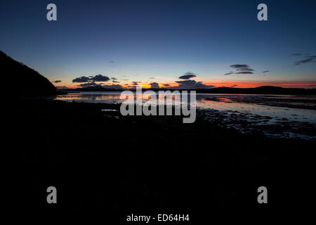 Vivid late evening sunset over Seil sound on the Scottish West coast Stock Photo