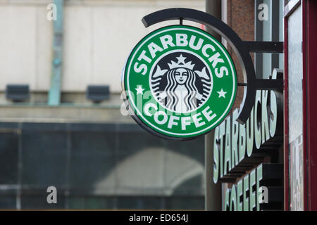 Starbucks Coffee. Starbucks is the largest coffeehouse company in the world, with 20,891 stores in 62 countries. Stock Photo