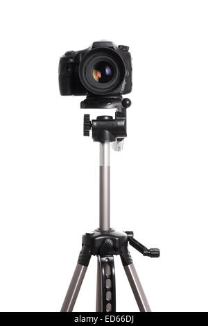 DSLR camera on tripod Stock Photo