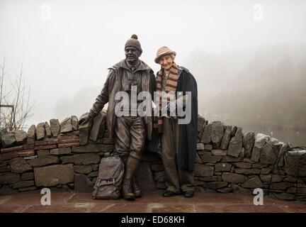 Balmaha, Scotland, UK. 29th Dec, 2014. Scottish countryside legend Tom Weir statue unveiled on the banks of Loch Lomand by Tom's widow Rhona Weir. Balmaha, 29th December 2014. Credit:  Sam Kovak/Alamy Live News Stock Photo