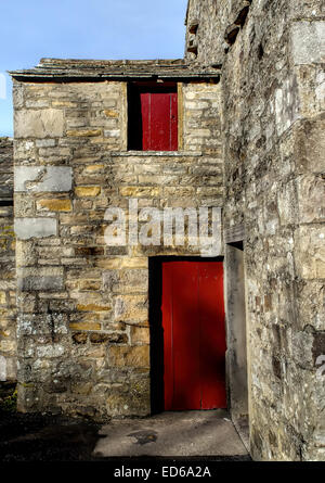 Red Swaledale Barn doors as seen at Muker in Swaledale in the Yorkshire Dales, National Park, North Yorkshire