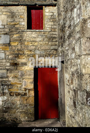 Red Swaledale Barn doors as seen at Muker in Swaledale in the Yorkshire Dales, National Park, North Yorkshire