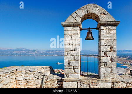 The bay of Nafplio from the castle Palamidi, Greece Stock Photo