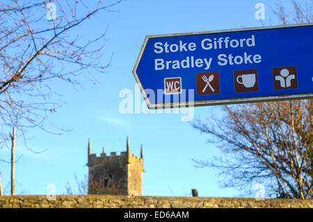 Stoke Gifford Bradley Stoke direction sign Bristol Stock Photo