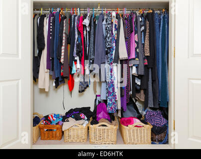 wardrobe  / closet with women's clothing Stock Photo
