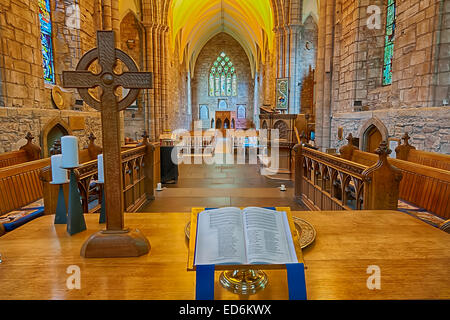 The interior of Dornoch Cathedral on the East Coast of Scotland. The scene where Madonna once got married. Stock Photo