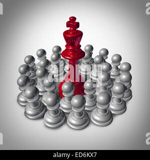 Checkmate business concept and team strategy symbol as an organized group of small chess pawns coming together to overpower and Stock Photo