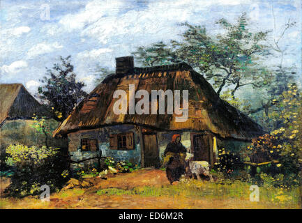 Vincent van Gogh, Cottage and Woman with Goat (Farmhouse in Nuenen) 1885 Oil on canvas. Stadel, Frankfurt am Main, Germany. Stock Photo
