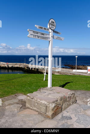 The all to familiar sign at John O Groats in Northern Scotland Stock Photo