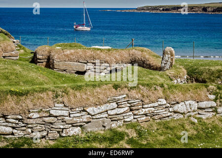 Neolithic Village At Bay of Skaill Orkney Islands UK Stock Photo