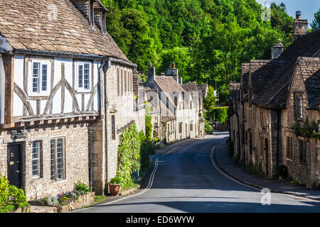 The picturesque Cotswold village of Castle Combe  in Wiltshire. Stock Photo