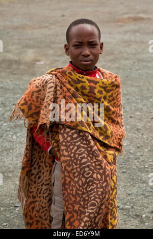 Shepherd boys, at high altitude in Lesotho, Drakensberg Mountains, Lesotho Stock Photo