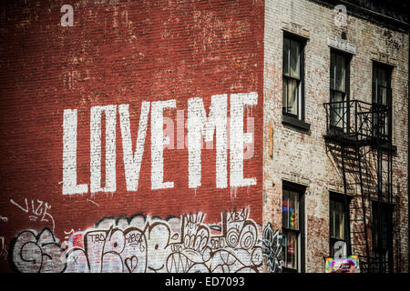 Street art, graffiti, painted wall of a building, Soho, Manhattan, New York, United States Stock Photo