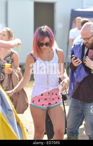 Glastonbury Festival 2014 - Celebrity sightings and atmosphere - Day 2  Featuring: Lily Allen Where: Glastonbury, United Kingdom When: 27 Jun 2014 Stock Photo