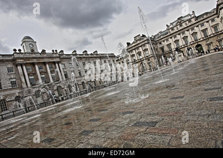 Water fountains at Somerset House, London Stock Photo