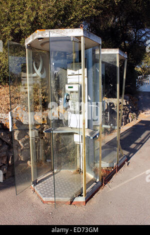 Neglected Telephone boxes in Corsica France Stock Photo